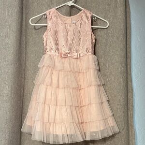 Jona Michelle Blush Sequin Tiered Dress